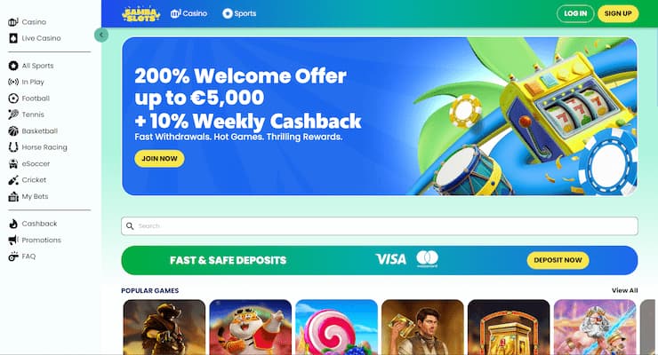 A snapshot of a leading EU Casino, Samba Slots