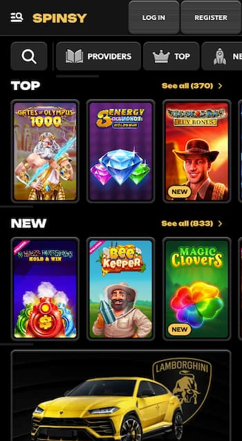 Spinsy Australian mobile casino site