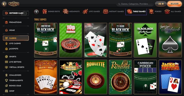 New Zealand casino bonus table games with roulette blackjack and poker at Gransino Casino