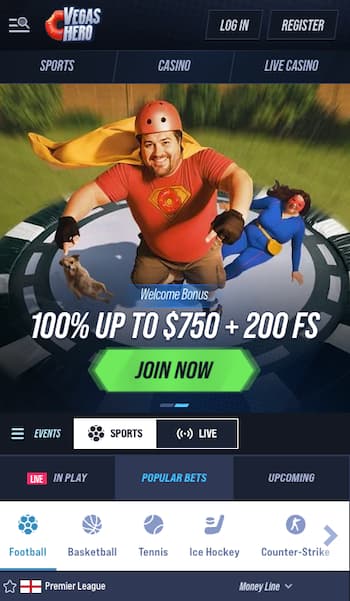 Vegas Hero Australian mobile casino site