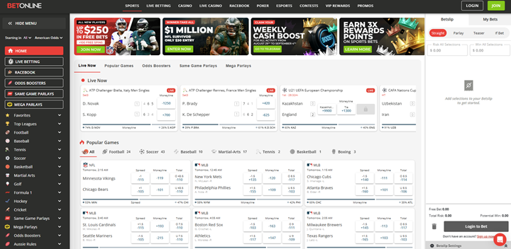 betonline tennis betting matches and sports welcome bonuses