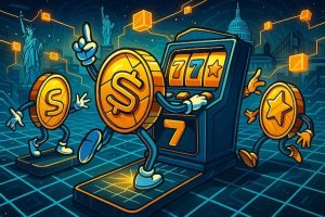 Best Free Spins Casinos digital illustration with crypto coins in futuristic arena