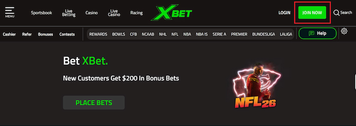 sign up button on visa sportsbook