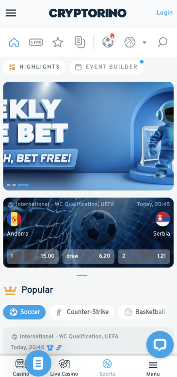 Cryptorino bonus bukmacherski