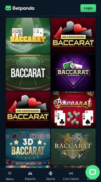 Betpanda baccarat games at no account casino