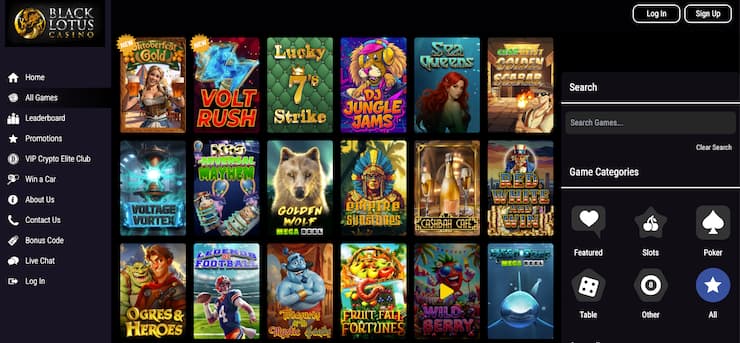 Black Lotus live roulette casino lobby