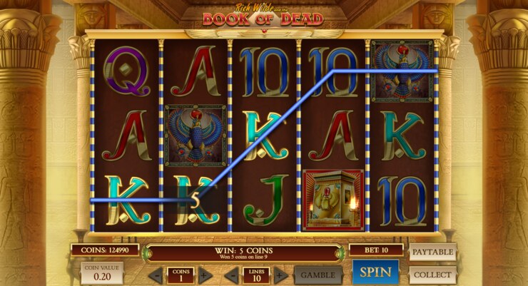 Book of Dead slot machine with ancient Egypt theme and free spins