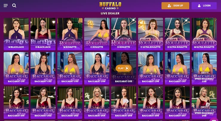 Buffalo Casino live roulette tables lobby