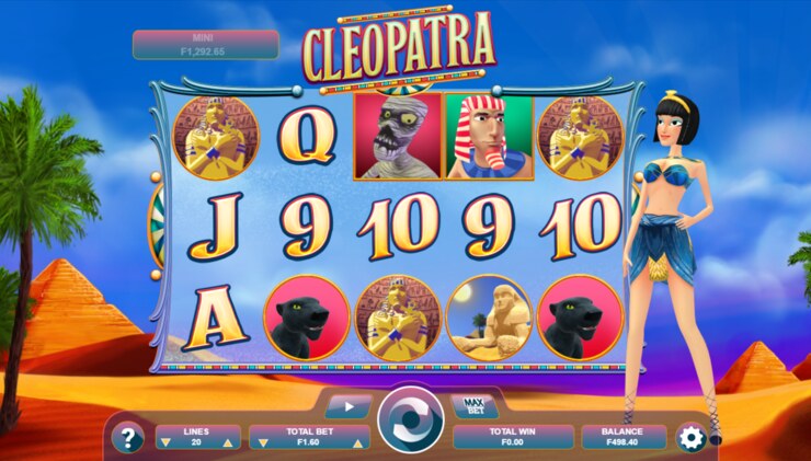 Cleopatra online slot game free spins bonus feature