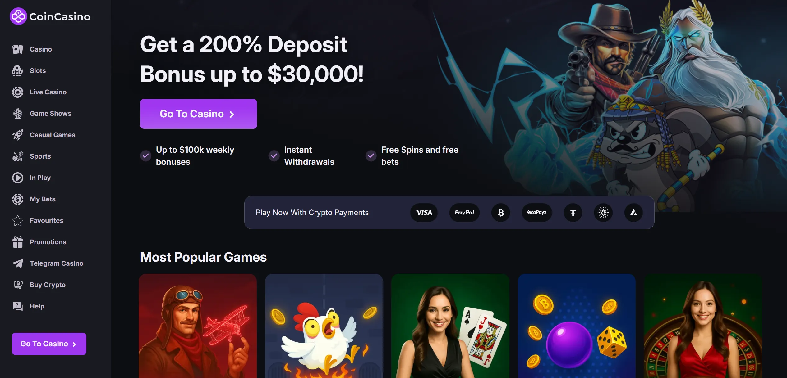 coincasino table tennis betting site welcome bonus and popular games 