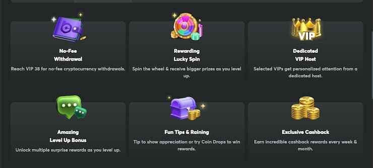 BC.Game VIP Bitcoin casino rewards including cashback and lucky spin