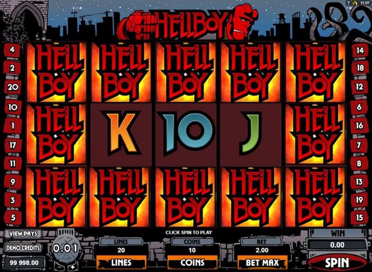 A screenshot of the HellBoy online slot.