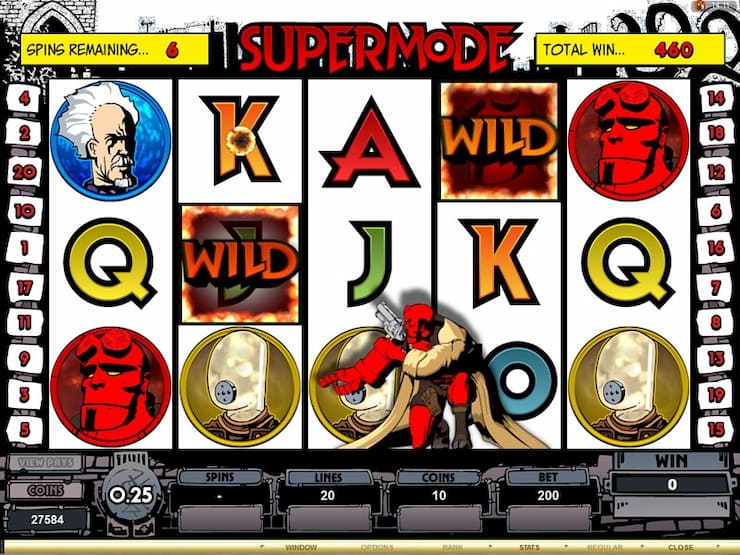 The Supermode feature in the HellBoy slot.