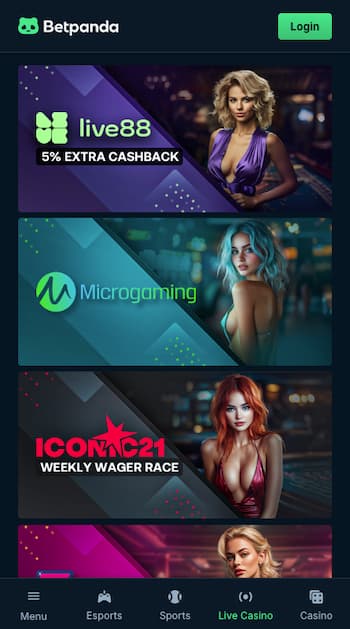 Betpanda live dealer casino no account play