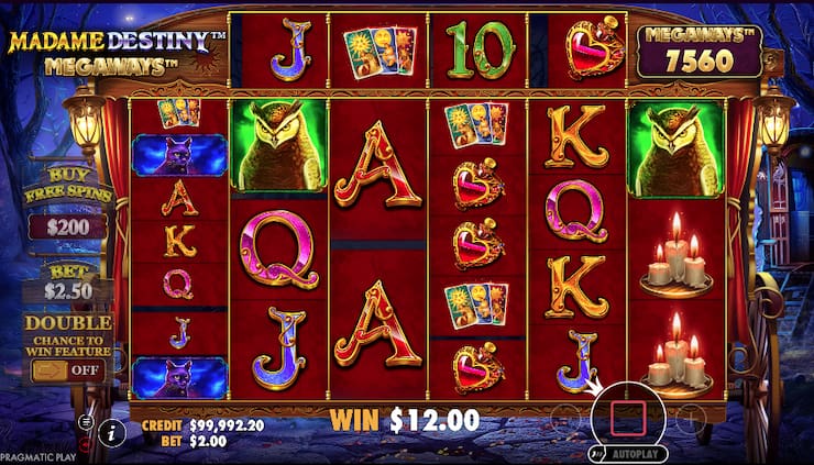 A winning combination on the Madame Destiny Megaways slot.