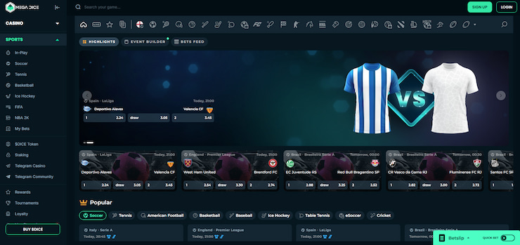 The MegaDice Solana sports betting platform.