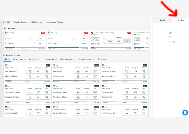 mybets and sports game feature on mastercard sporstsbook
