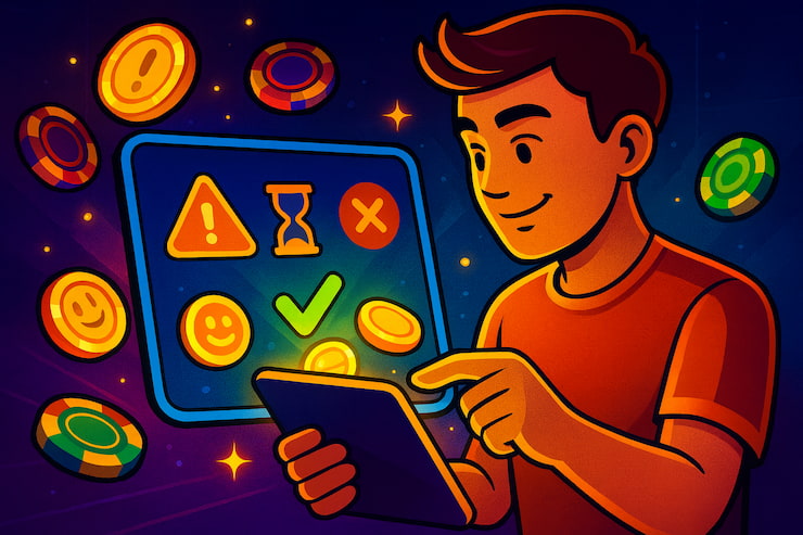 A graphic representing a player withdrawing money from an online casino.