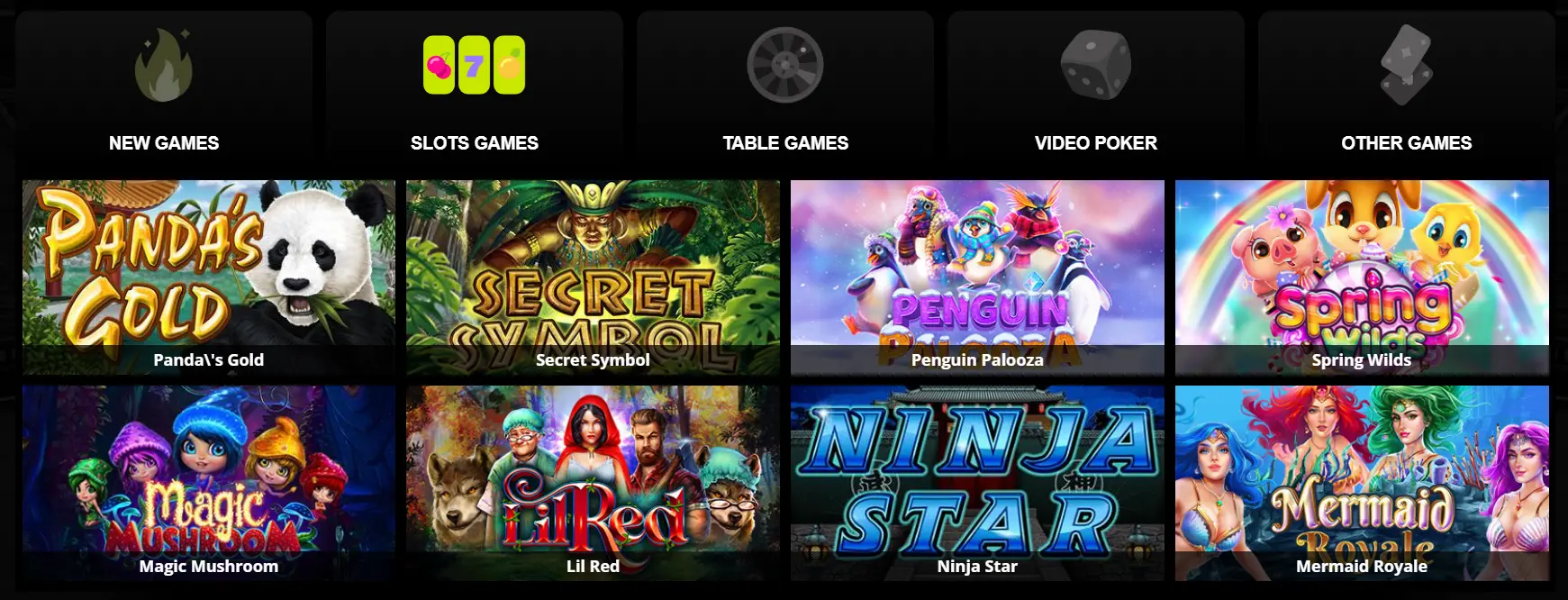 A screenshot of Raging Bull low deposit casino games lobby with a grid of slot titles.