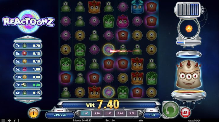 Our gameplay of the Reactoonz slot.