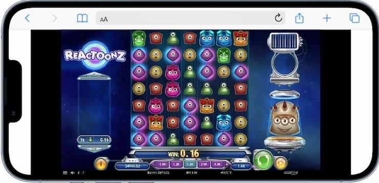 Reactoonz slot on mobile