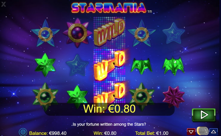 A winning combo in the Starmania slot.