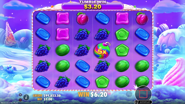 A screenshot of the Sweet Bonanza bonus round.