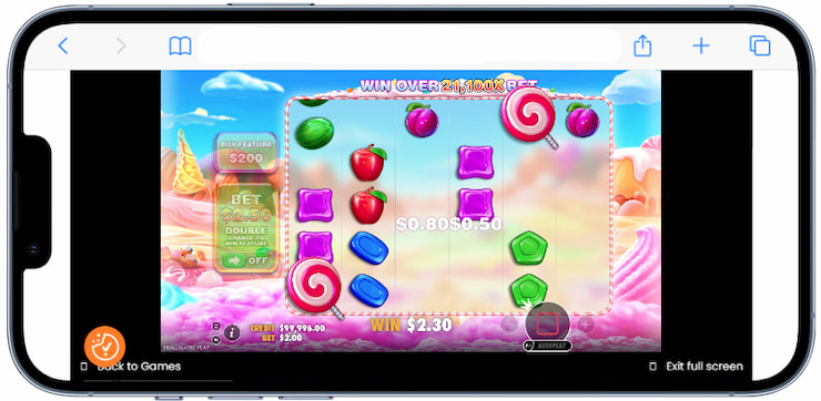 The Sweet Bonanza slot game on mobile.