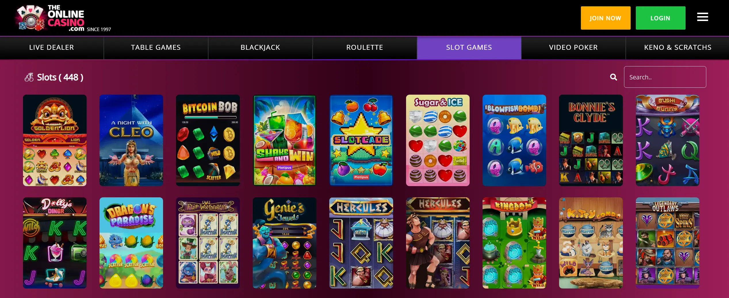 Slot games selection at a minimum deposit casino