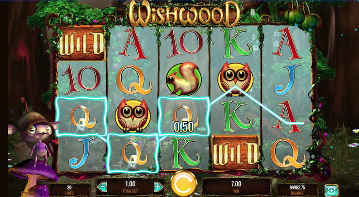 A winning combination in the Wishwood slot.