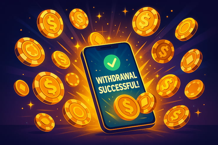 An image showing a successful casino withdrawal on mobile.