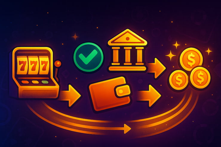 A visual summarizing the typical online casino withdrawal process.