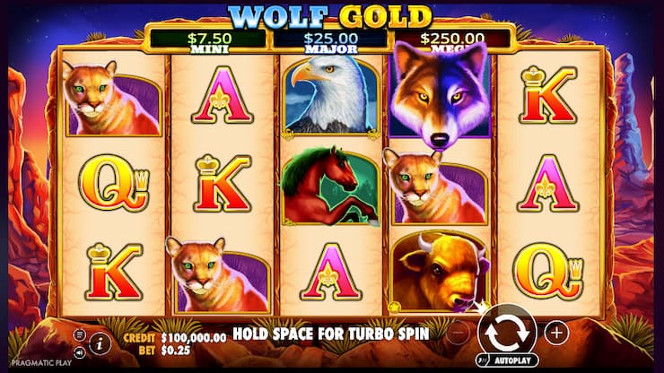 Wolf Gold slot machine featuring jackpots and free spins bonus