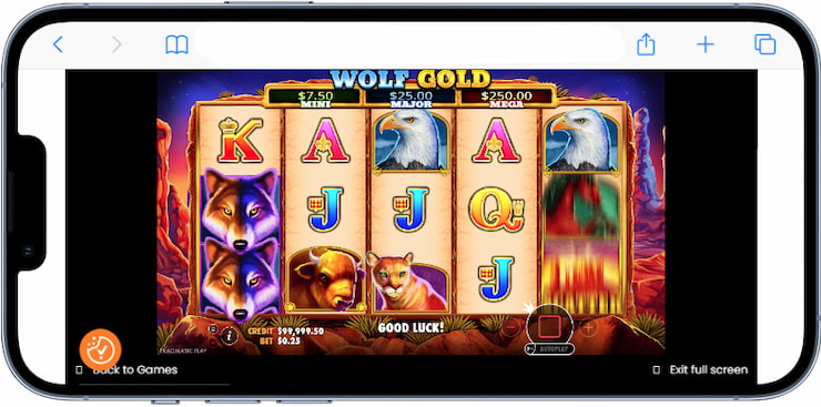 A mobile screenshot of Wolf Gold.