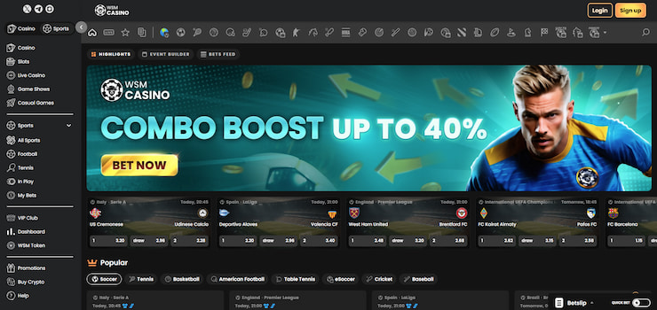 An image of the WSM Casino Solana sports betting site.