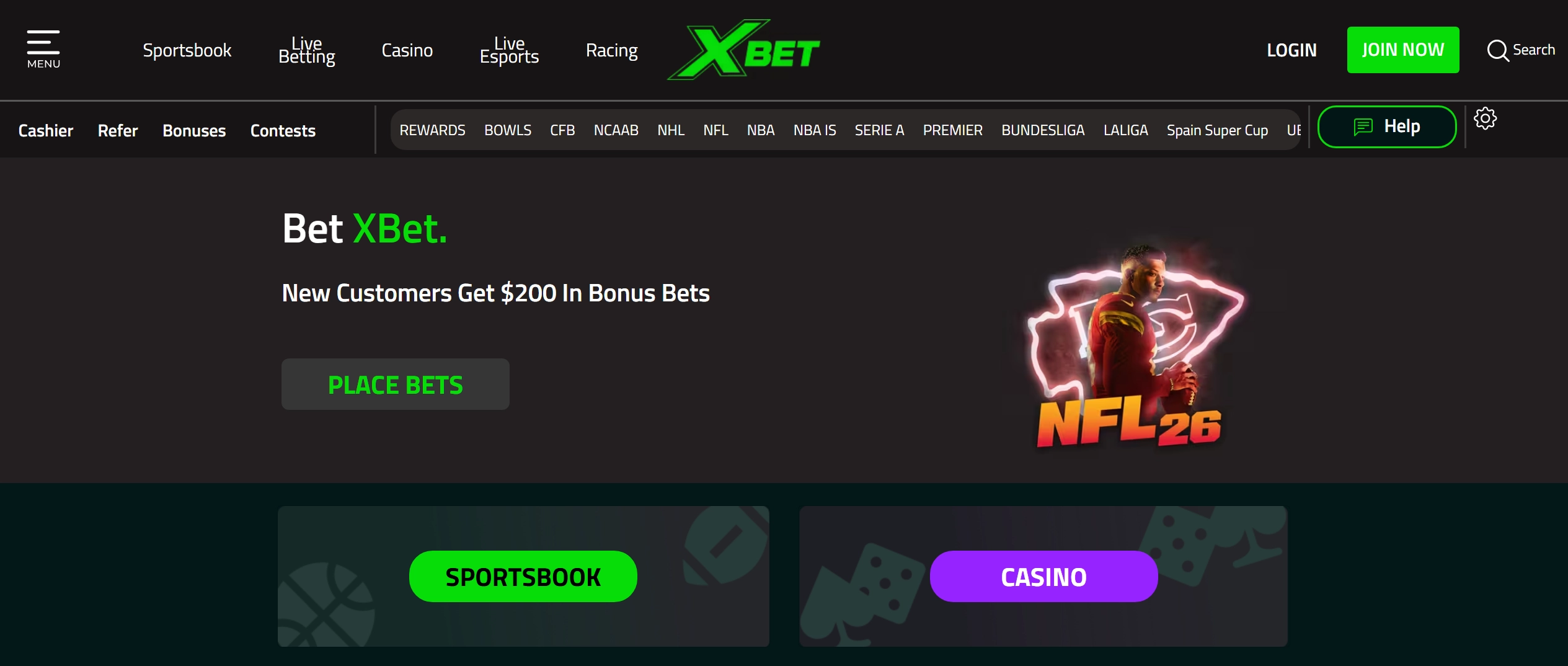 A screenshot of XBet Casino lobby showing slot games and exclusive titles.