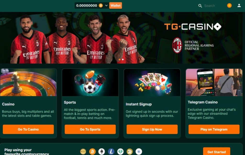 tg casino начален екран