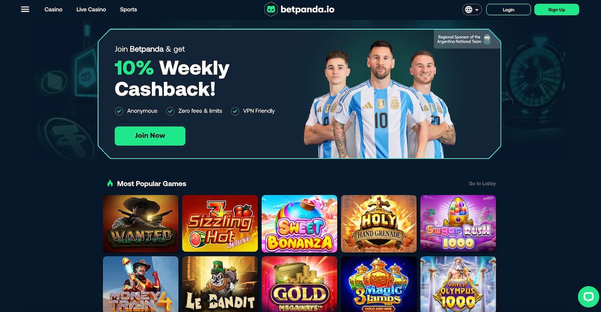 Betpanda bitcoin casino nettside med bonus og registrering