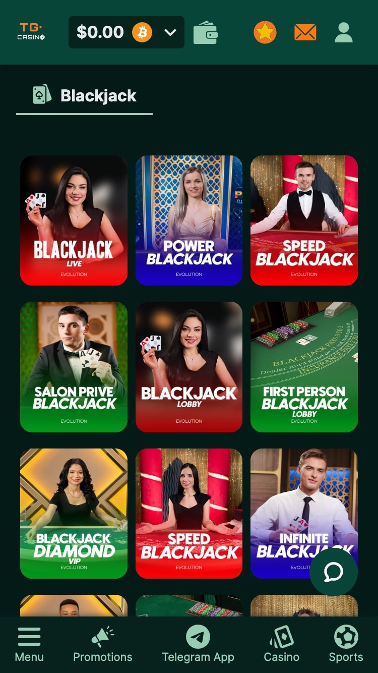 Live blackjack tournaments in TG Casino