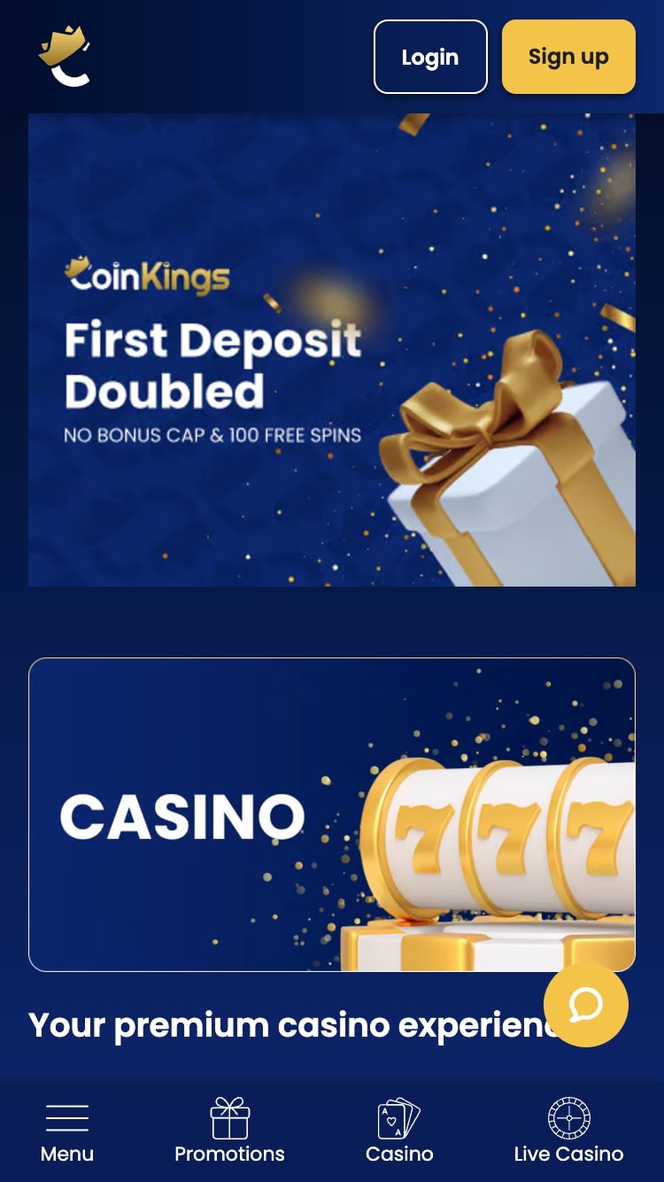 CoinKings casino offering unlimited welcome bonus