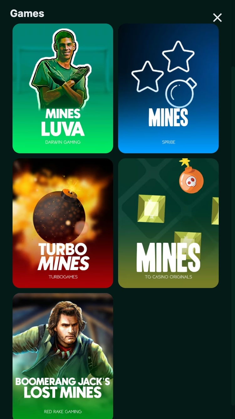 Common Mines Gambling Games and Slots on TG Casino