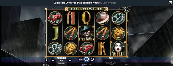 Gangster's Gold slot opening screen.