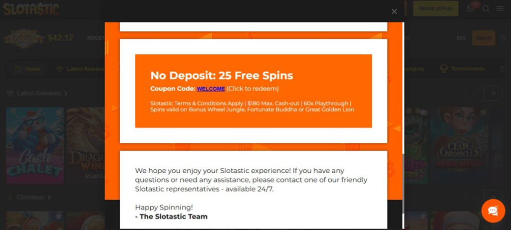 slotastic no deposit free spins