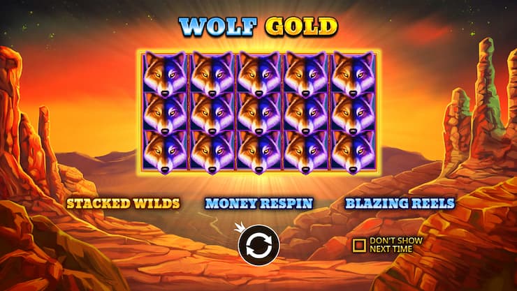 Wolf Gold slot game from Pragmatic Play as seen on desktop.