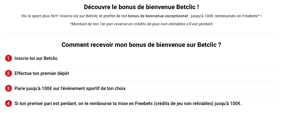 Betclic bonus paris sportifs