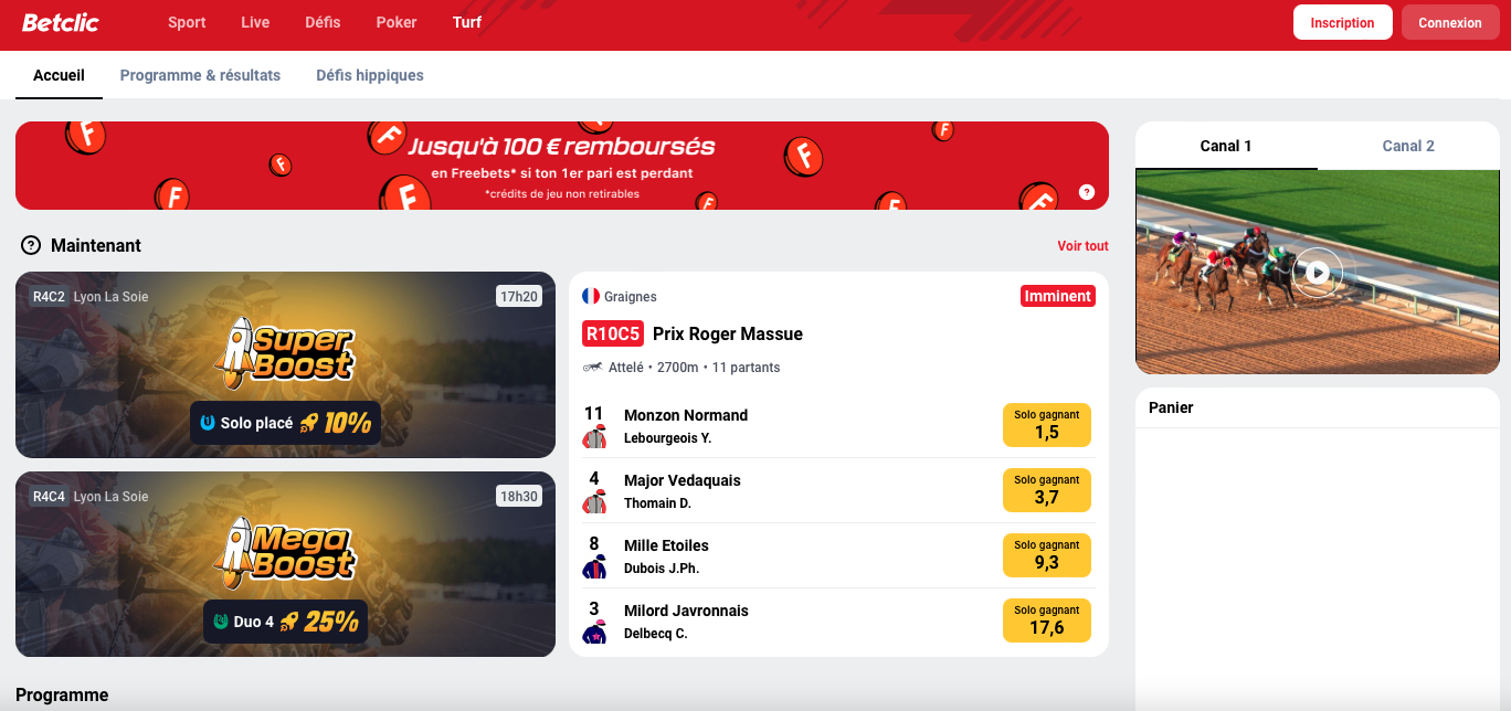 Betclic homepage turf