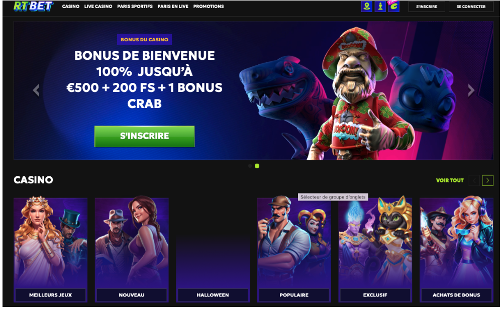 RTbet casino bonus sans dépôt