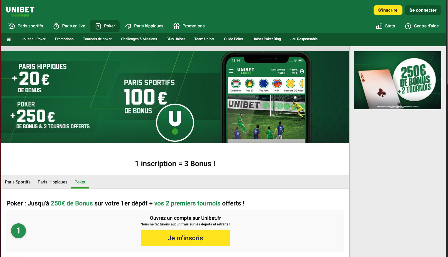 Unibet bonus de bienvenue