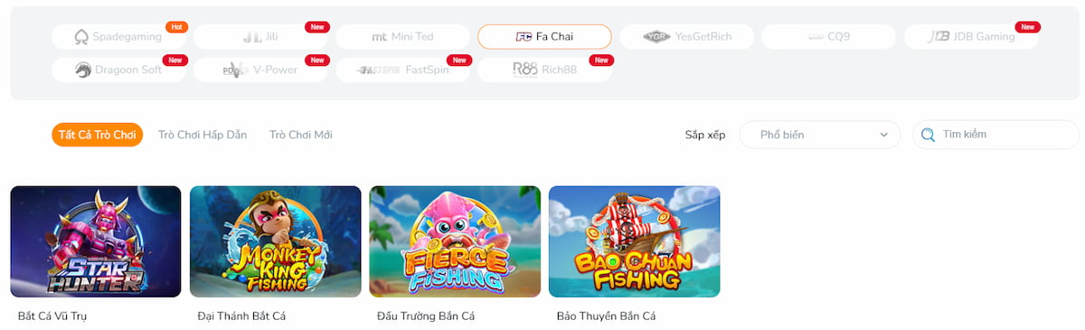 Fa Chai cung cấp các game Bắn Cá hấp dẫn 