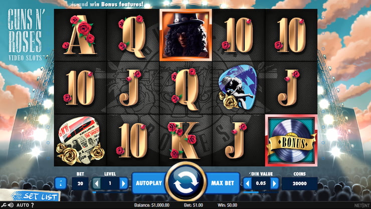 Guns N' Roses Slot Review: Game Grid